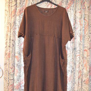 Euro Designer BACKSTAGE Brown Linen Dress